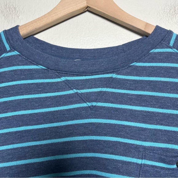 LL Bean Men Lakewashed Sweater Large Blue Stripe Pocket Crewneck Pullover Gorp - Picture 3 of 10